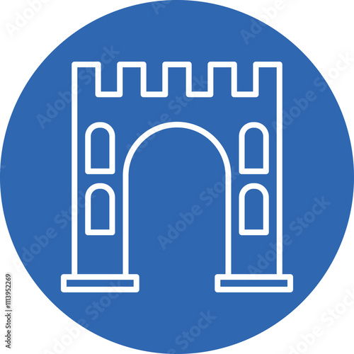 Castle Gate line circle icon