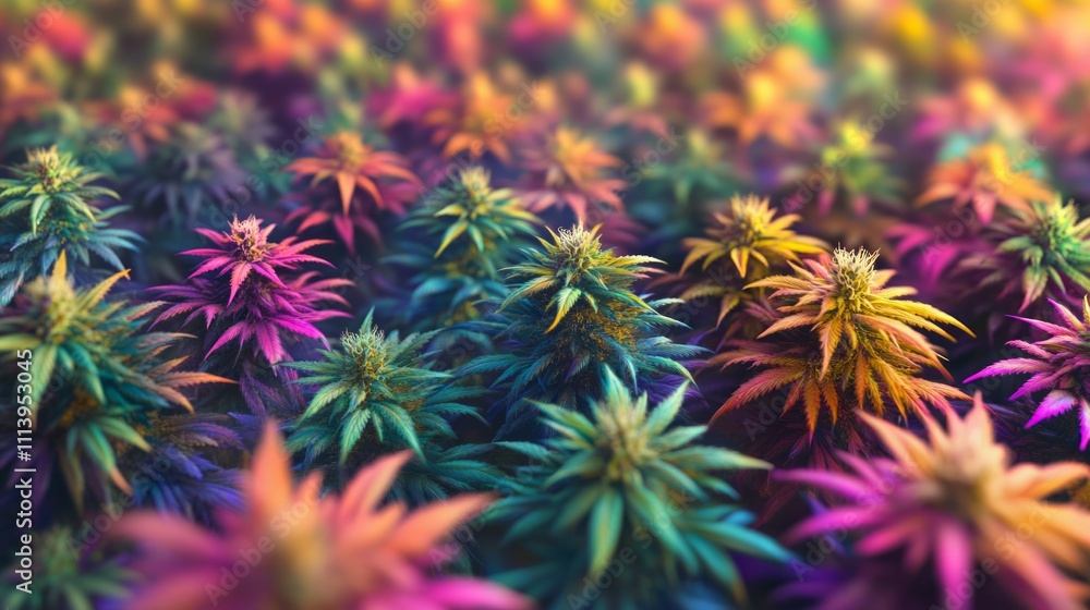 Full graphic of hundreds of bright big beautiful cannabis plant Full graphic of hundreds of bright big beautiful cannabis plant