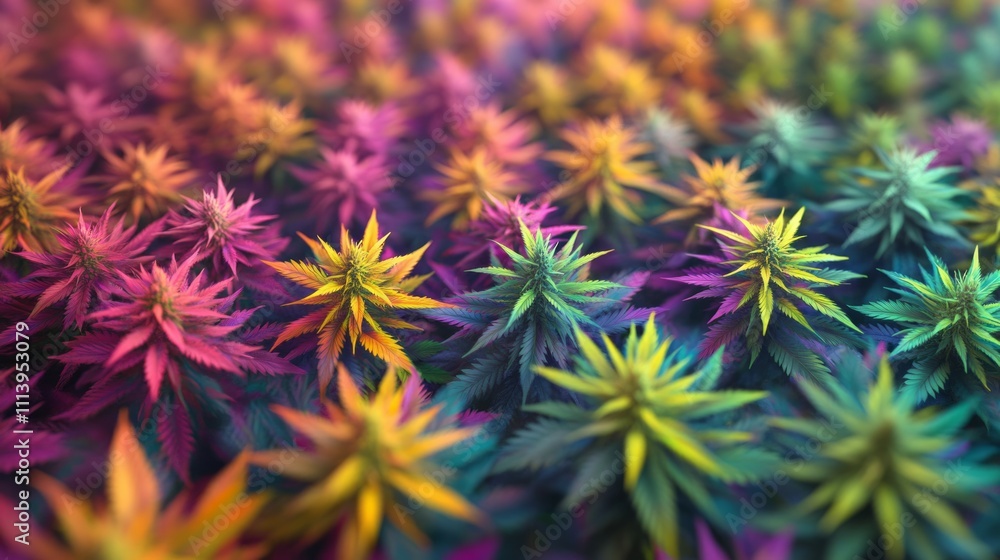 Full graphic of hundreds of bright big beautiful cannabis plant Full graphic of hundreds of bright big beautiful cannabis plant