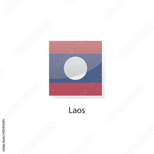 Free Download Flat square icon of Laos flag. Simple vector illustration. - GFXLoad