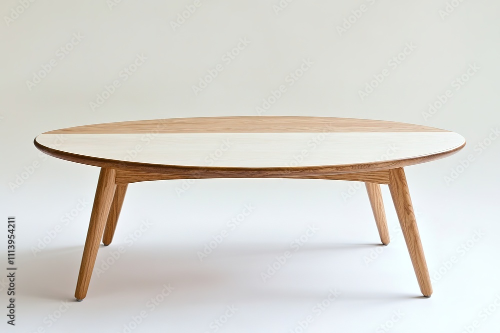 Minimalist wooden coffee table on white backdrop, clear lines Minimalist wooden coffee table on white backdrop, clear lines