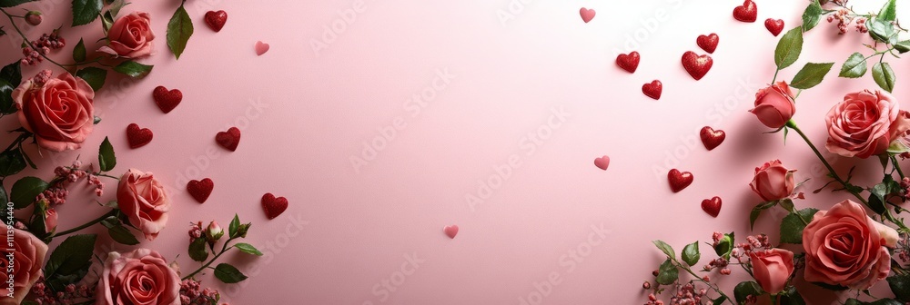 Beautiful bouquet of red roses and heart shaped object on a bokeh background creating a romantic valentine's day mood Beautiful bouquet of red roses and heart shaped object on a bokeh background creating a romantic valentine's day mood