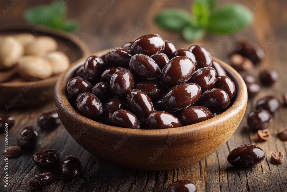 Chocolate-covered almonds in a bowl. Perfect for food blogs, packaging, or recipes showcasing sweet treats. Chocolate-covered almonds in a bowl. Perfect for food blogs, packaging, or recipes showcasing sweet treats.