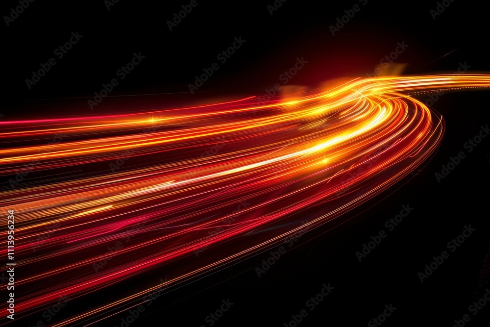 Electric red and yellow light streaks on black Electric red and yellow light streaks on black