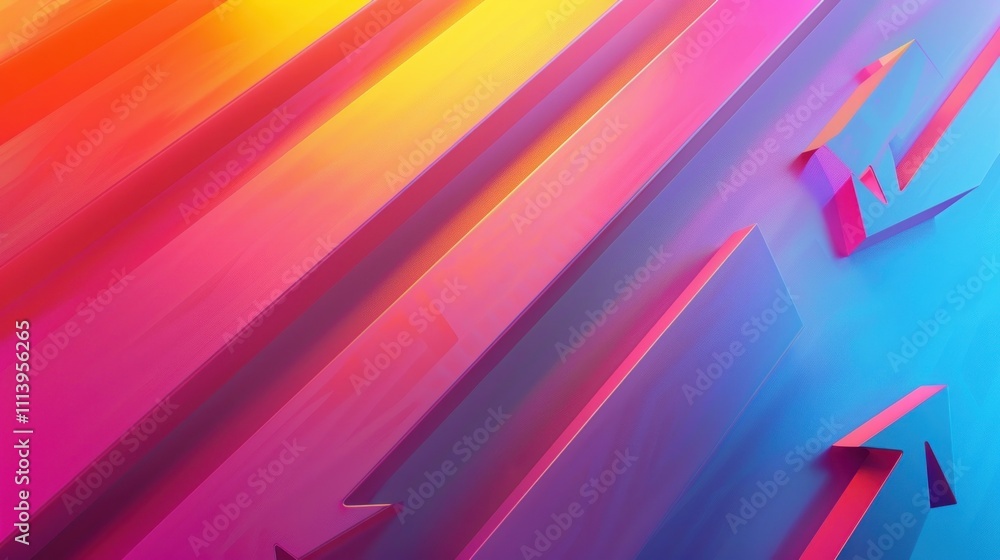Fototapeta premium Modern Presentation Slides using arrows and dynamic straight shadow lines on a gradient background