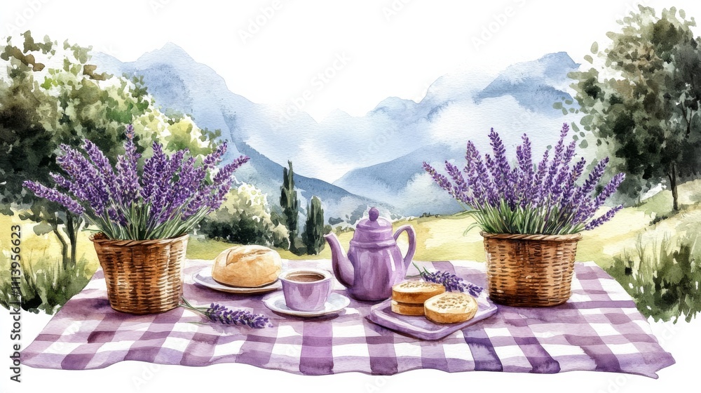 Scenic Lavender Picnic in Nature Scenic Lavender Picnic in Nature