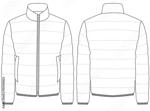 Men's Mountain Padded puffer Jacket Isolated Winter vector illustration