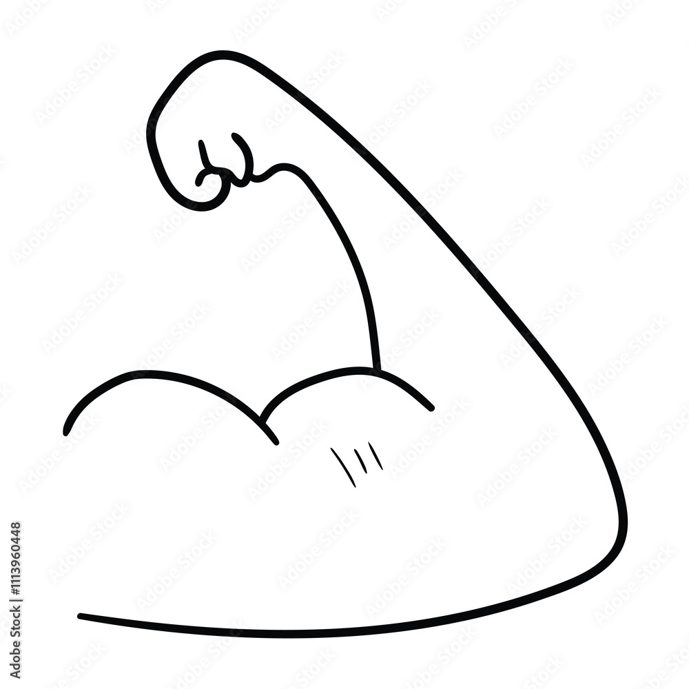 Hand drawn doodle bicep on a white background. Hand drawn doodle bicep on a white background.