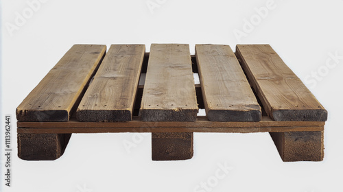 Stack of wooden pallets isolated on a white background photo