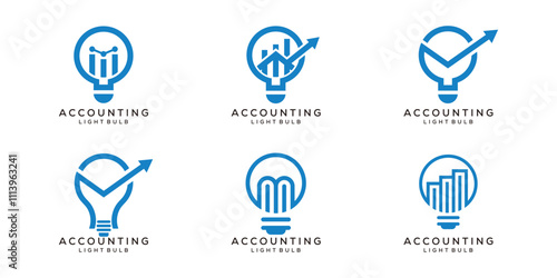 set of collection light bulb, financial accounting logo design graphic icon