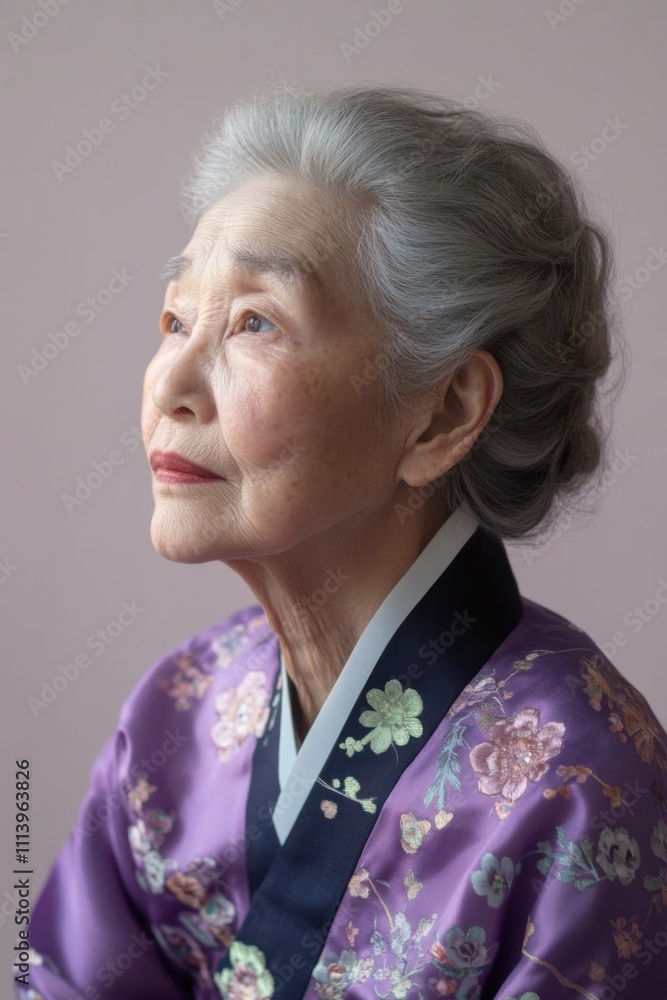 Profile shot portrait of an elderly korean woman Profile shot portrait of an elderly korean woman