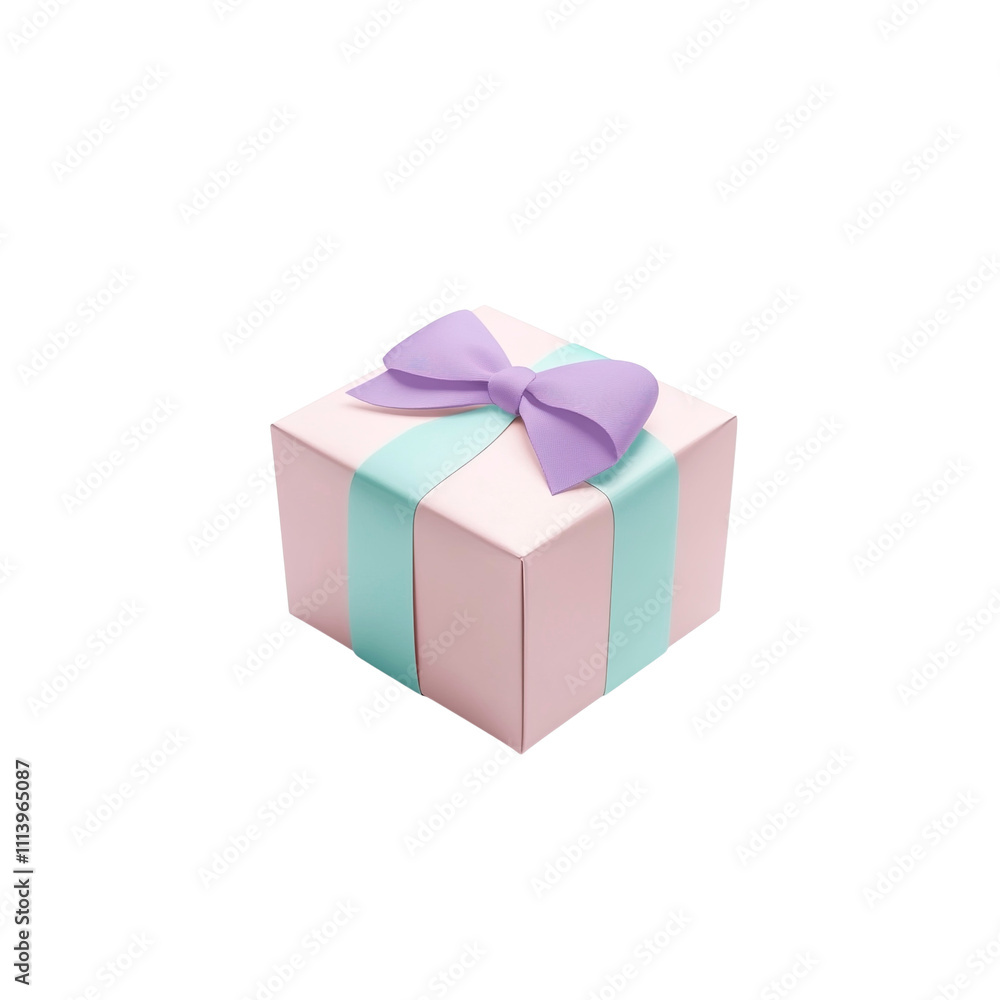 Pastel Pink Gift Box with Lavender Bow - 3D Render Pastel Pink Gift Box with Lavender Bow - 3D Render