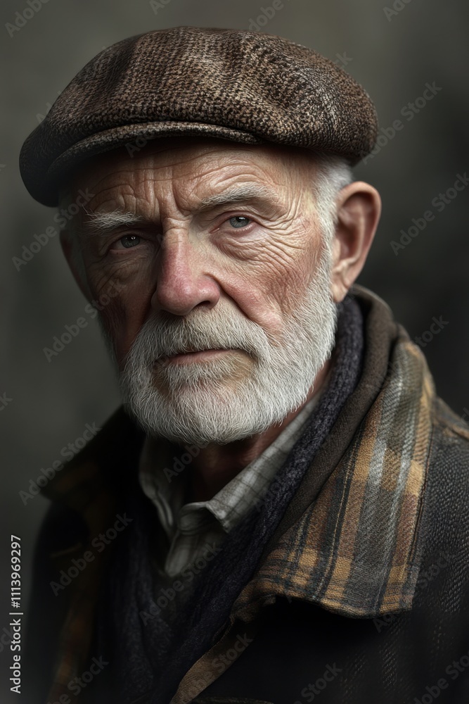 Close-up shot portrait of an elderly scottish man Close-up shot portrait of an elderly scottish man
