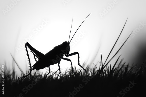 Wallpaper Mural Silhouette of a grasshopper in tall grass, backlit by sunlight. Perfect for nature, wildlife, or insect themed projects. Torontodigital.ca
