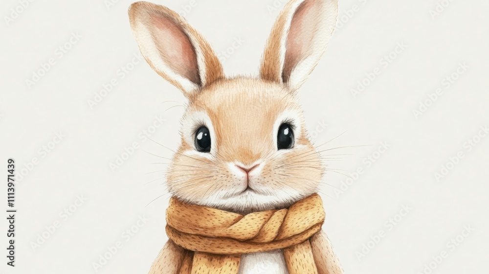 Obraz premium Cute Rabbit Wearing Scarf