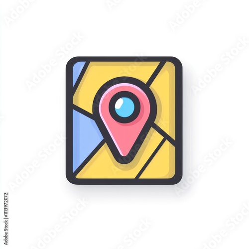 Square map with location pin icon.