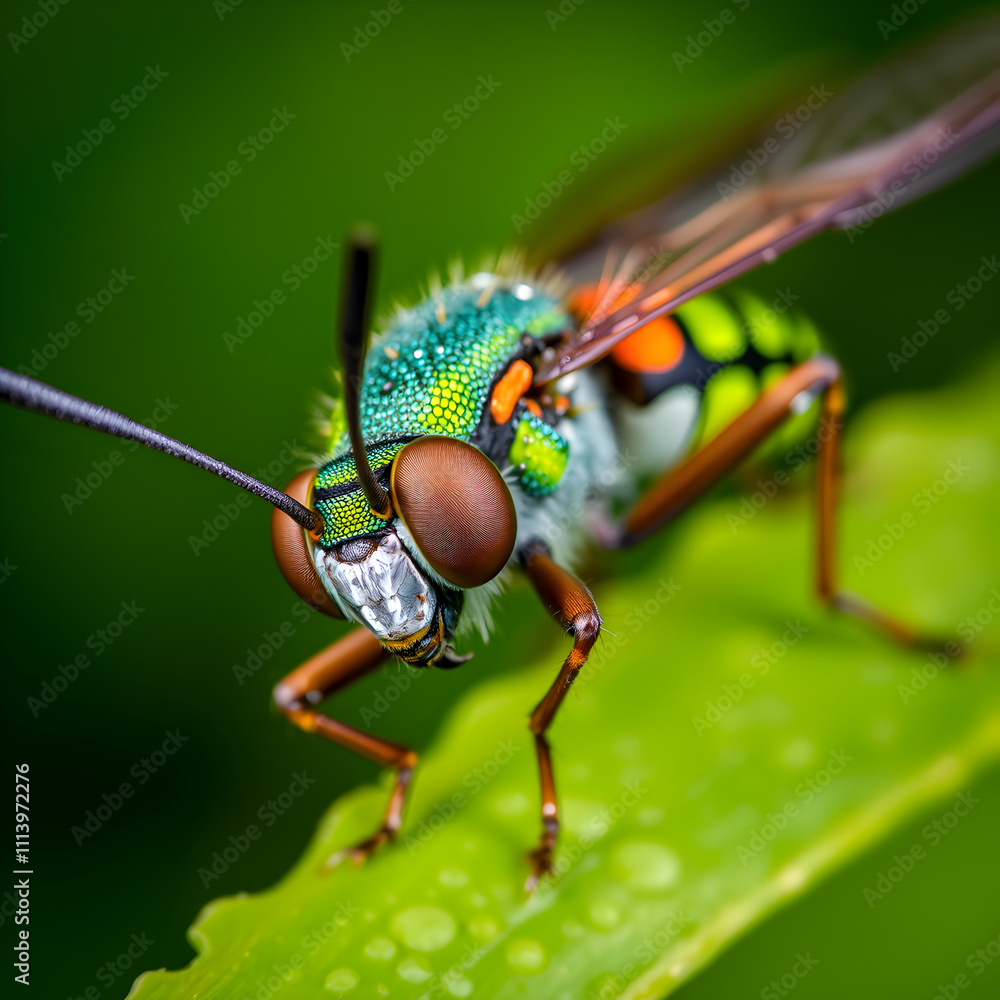 Naklejka premium Close up of a winged dragonfly, wing, insect, close up, detailed, macro, nature, wildlife, beauty