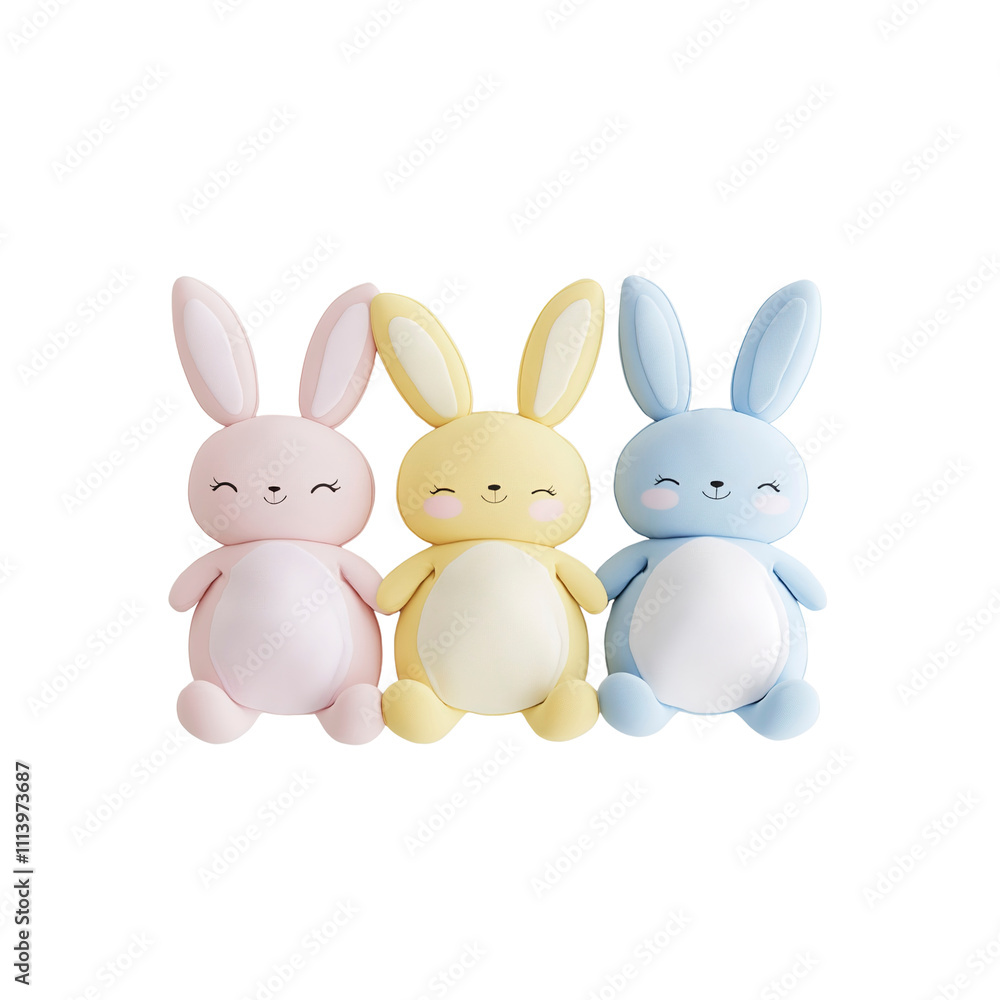 Three Pastel Easter Bunnies Sitting Together Three Pastel Easter Bunnies Sitting Together