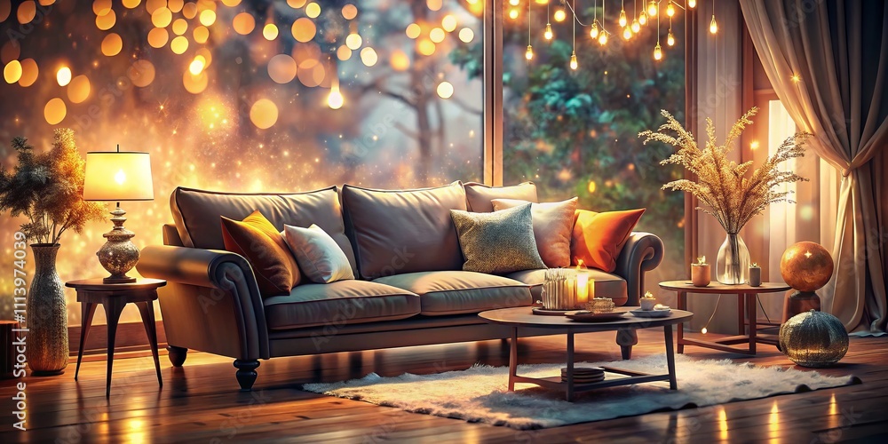 Beautiful Living Room Sketch with Bokeh Effect Showcasing a Cozy Sofa, Artistic Decor, and Warm Atmosphere for Interior Design Inspiration and Home Decoration Ideas Beautiful Living Room Sketch with Bokeh Effect Showcasing a Cozy Sofa, Artistic Decor, and Warm Atmosphere for Interior Design Inspiration and Home Decoration Ideas