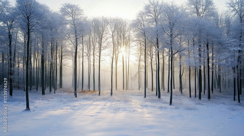 A snowy forest in winter