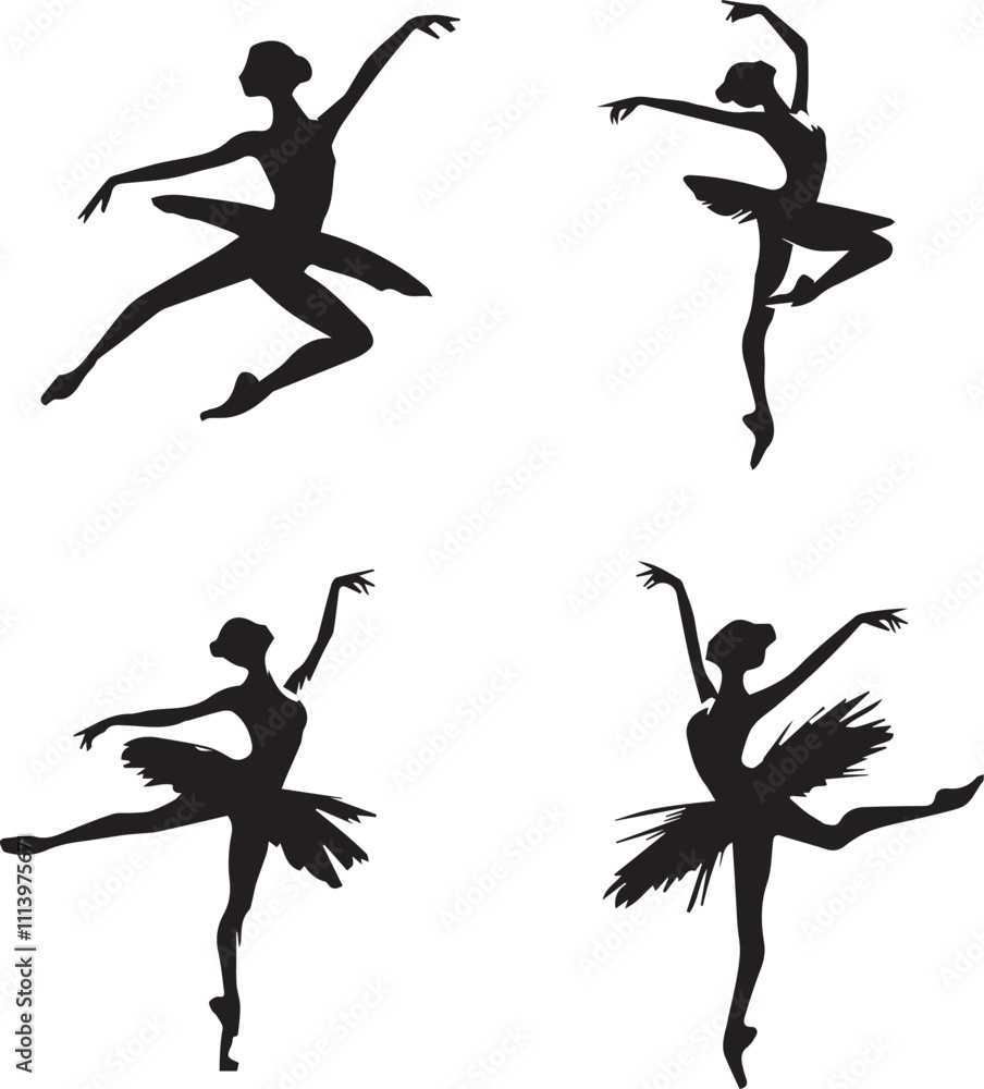 Fototapeta premium Elegant Ballet Dancer Silhouettes in Various Poses - Adobe Stock
