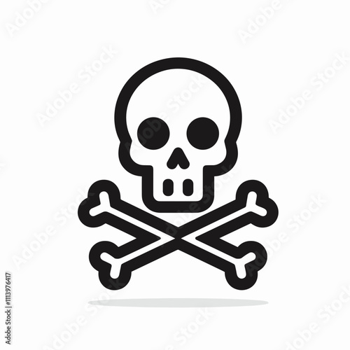 Skull and crossbones symbol with clean lines