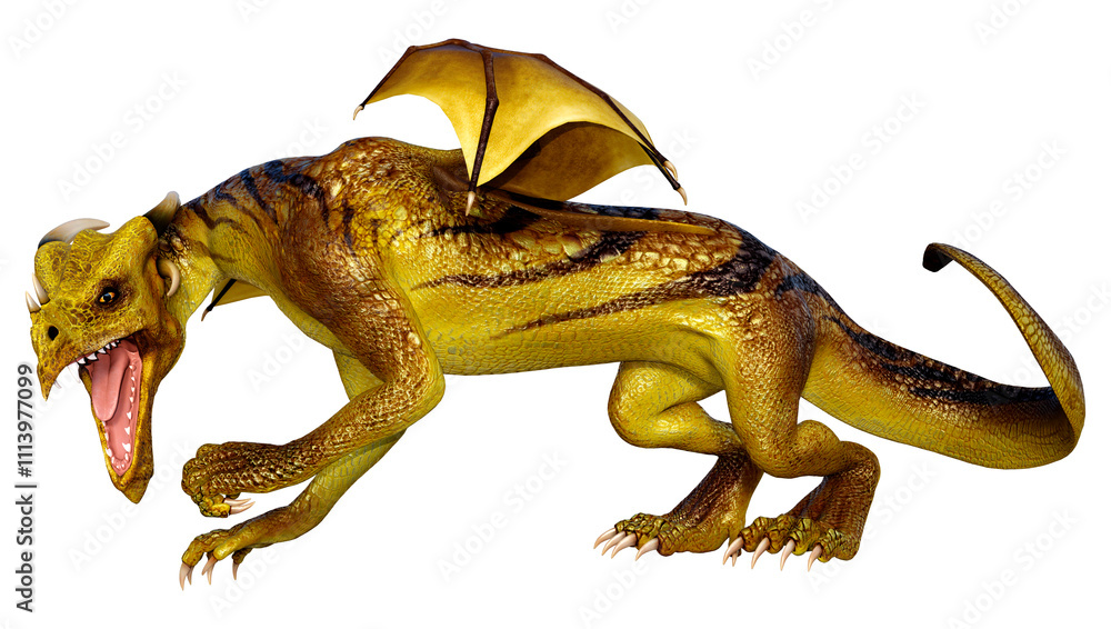 Fototapeta premium 3D Rendering Fairy Tale Dragon on White