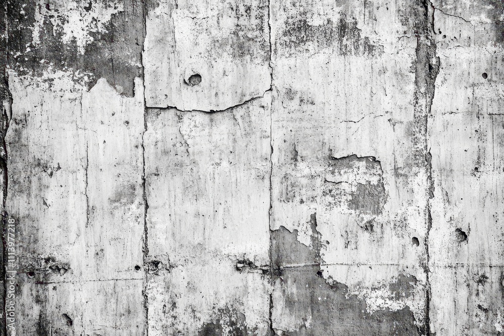 Weathered concrete wall texture, grayscale. Ideal for grunge backgrounds, urban designs, and adding a vintage feel to projects.