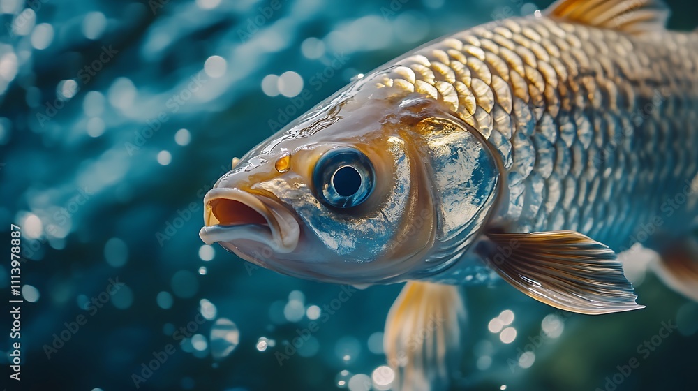 A Close Up Of A Goldfish Swimming Underwater A Close Up Of A Goldfish Swimming Underwater