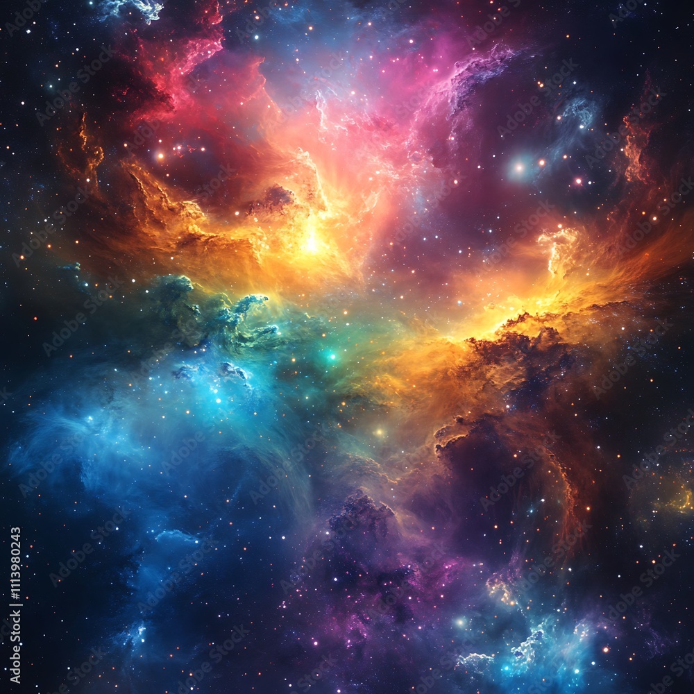 Fototapeta premium Multi colored stratospheric hues glowing within abstract galaxy design