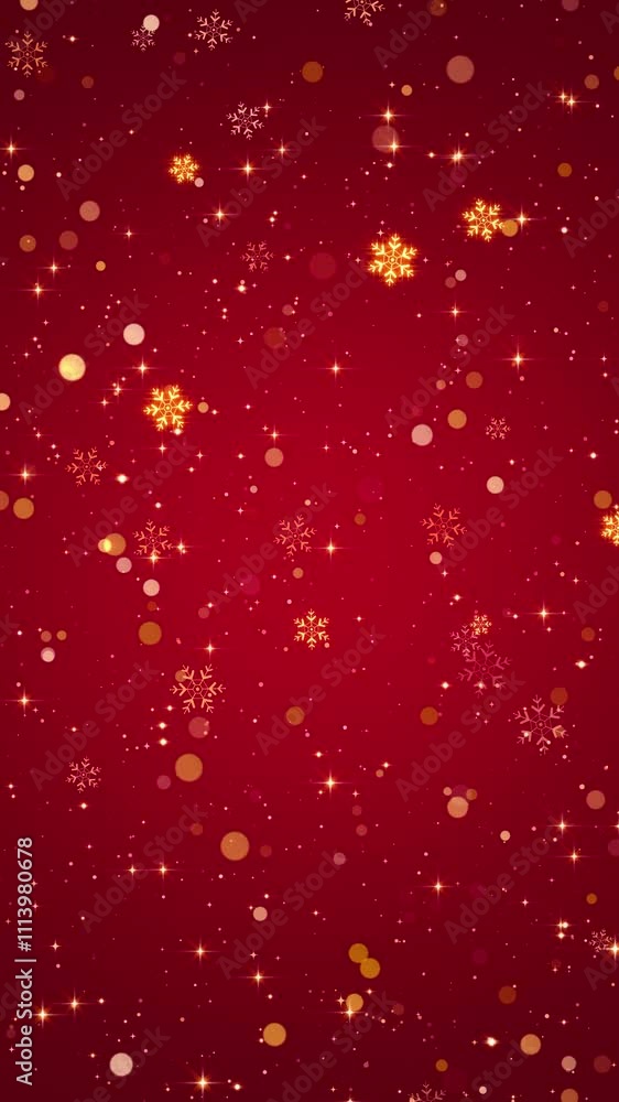 red christmas motion background with golden shiny snowflakes and stars, christmas and new year holiday vertical social media wallpaper red christmas motion background with golden shiny snowflakes and stars, christmas and new year holiday vertical social media wallpaper