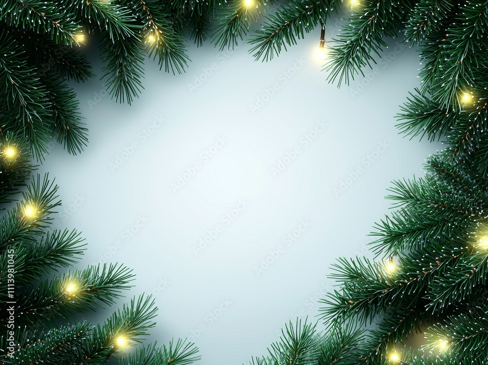 A wreath for Christmas with sparkling lights, a decorated tree, and a holiday fir garland. A winter festive frame with lifelike spruce branches, set against a clear background in a modern design. A wreath for Christmas with sparkling lights, a decorated tree, and a holiday fir garland. A winter festive frame with lifelike spruce branches, set against a clear background in a modern design.