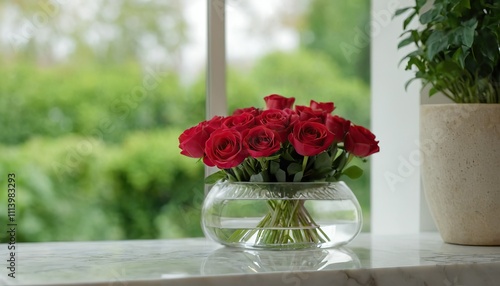 white wood table top with window and green nature bokeh background High quality photo1 photo