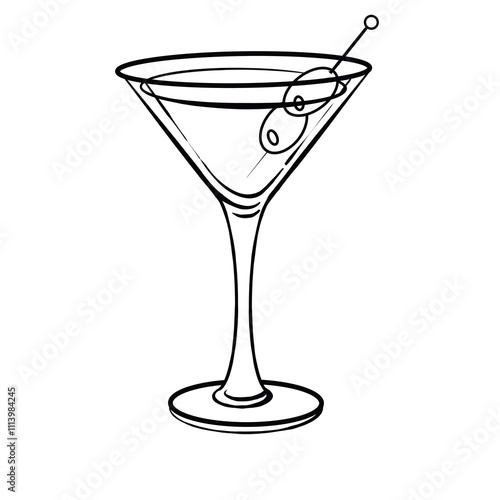 Line Art Illustration of a Martini Glass