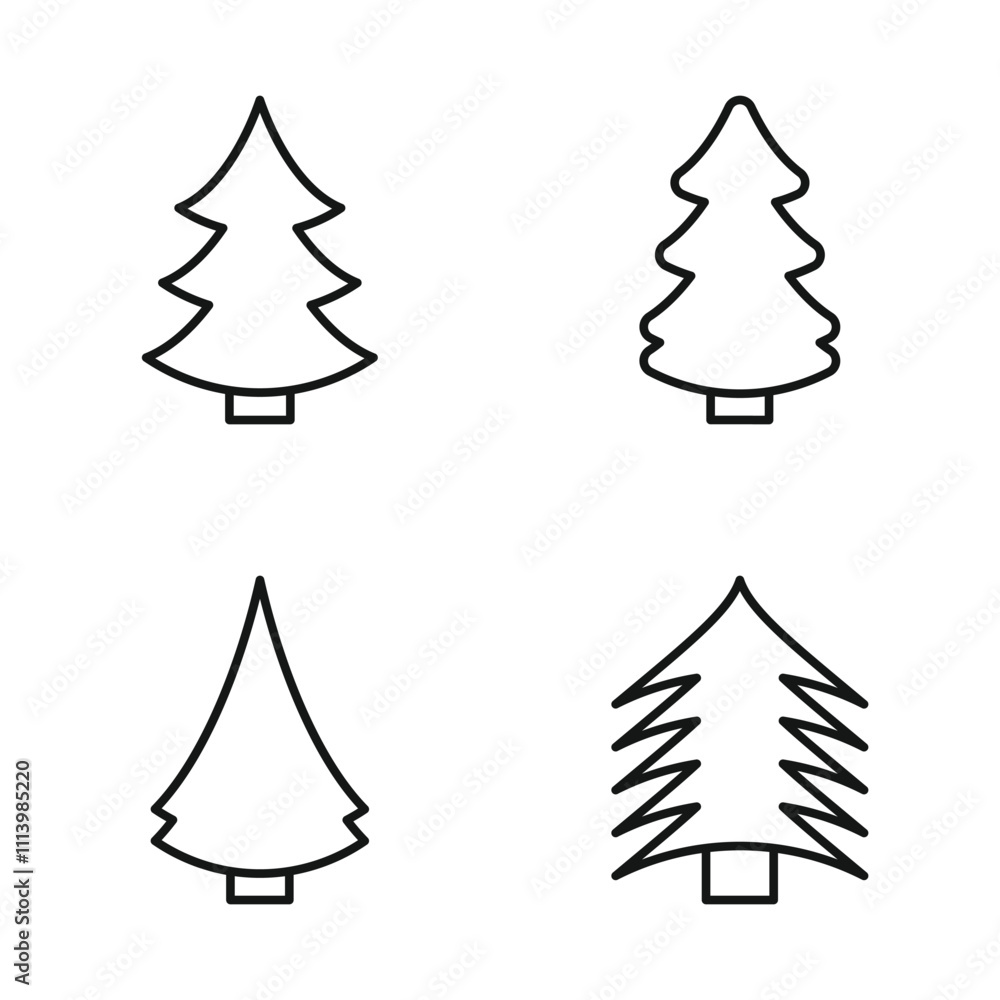 Obraz premium Editable Set Icon of Christmas Tree , Vector illustration isolated on white background. using for Presentation, website or mobile app