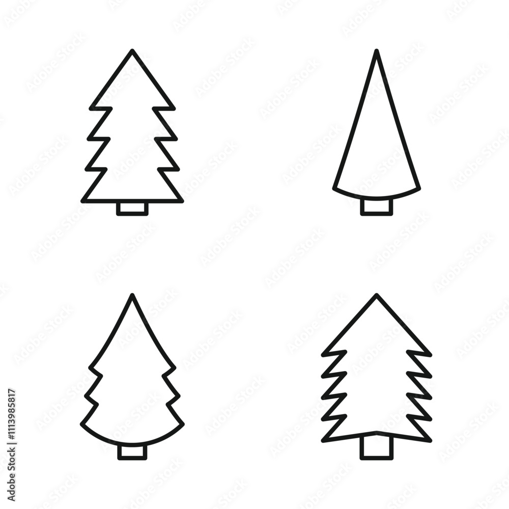 Editable Set Icon of Christmas Tree , Vector illustration isolated on white background. using for Presentation, website or mobile app Editable Set Icon of Christmas Tree , Vector illustration isolated on white background. using for Presentation, website or mobile app