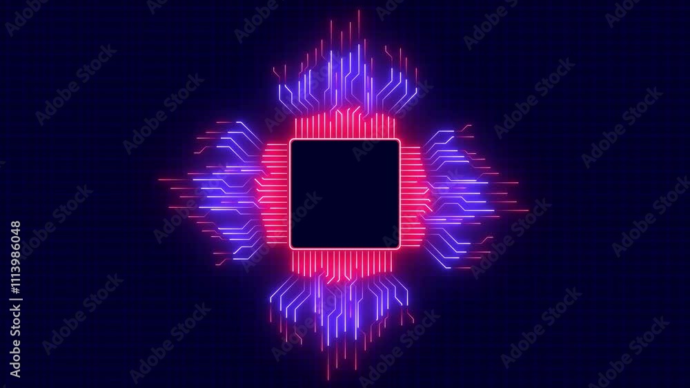 Particles Energy flowing through circuits screen, visualizing digital ...