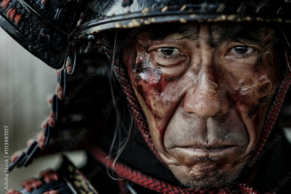 Generative AI Traditional Samurai Warrior with Intense Expression in Historical Armor, legend character Generative AI Traditional Samurai Warrior with Intense Expression in Historical Armor, legend character