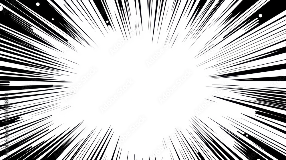 Black and White Comic Book Style Burst Background with Radial Lines Black and White Comic Book Style Burst Background with Radial Lines