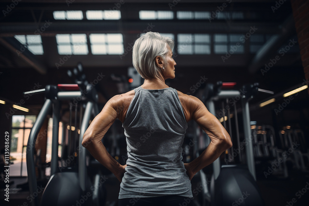 Mature people woman man practicing in spacious gym space active healthy way of life Generative AI picture Mature people woman man practicing in spacious gym space active healthy way of life Generative AI picture