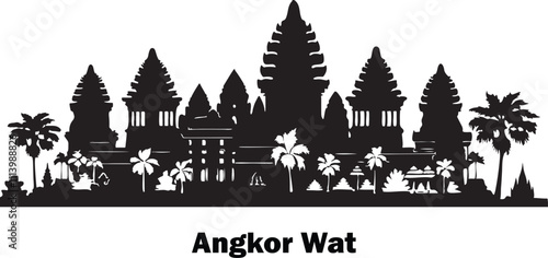 silhouette of Angkor Wat view landscape