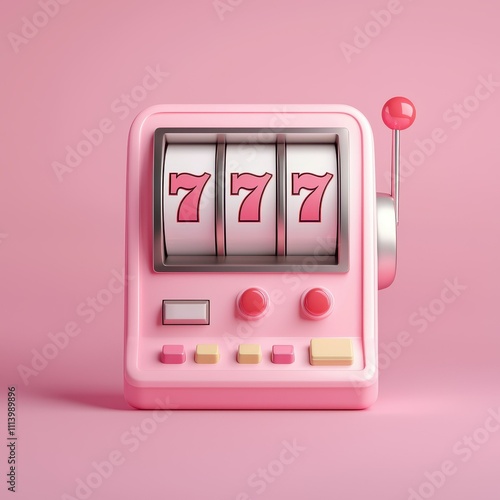 Pink Cute Style Slot Machine 777 3D Render Gambling Luck Casino Game Chance Win Jackpot Success photo