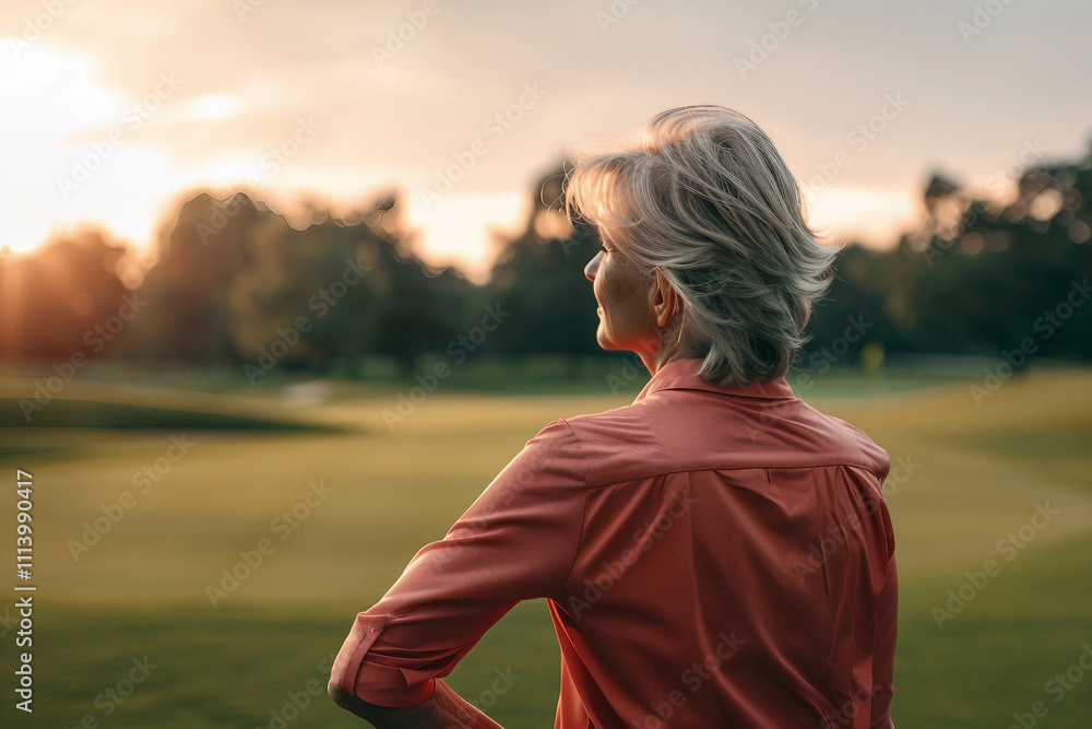 Fototapeta premium Generative AI Image of Golf Players Practicing in Golf Club Field