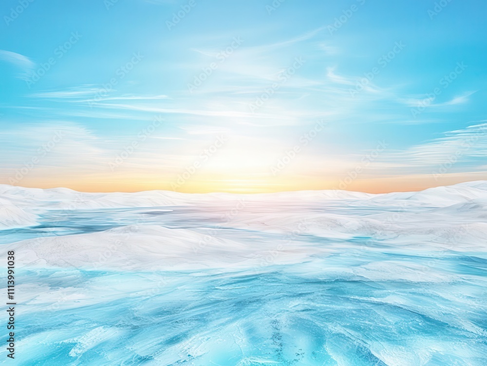 Melting glacier with exposed rock underneath, global warming alarm, 3D illustration Melting glacier with exposed rock underneath, global warming alarm, 3D illustration
