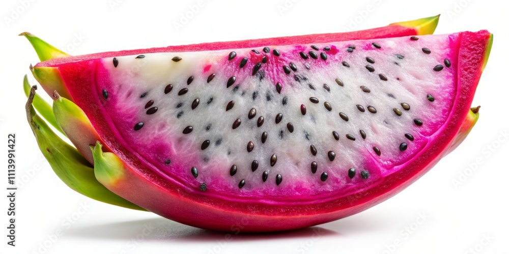 Vibrant Red Dragon Fruit Slice Isolated on Background for Culinary and Health Applications Vibrant Red Dragon Fruit Slice Isolated on Background for Culinary and Health Applications