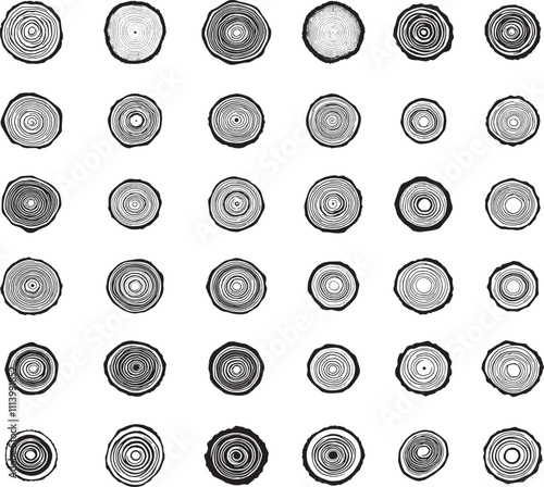 Set of log wood ring vector