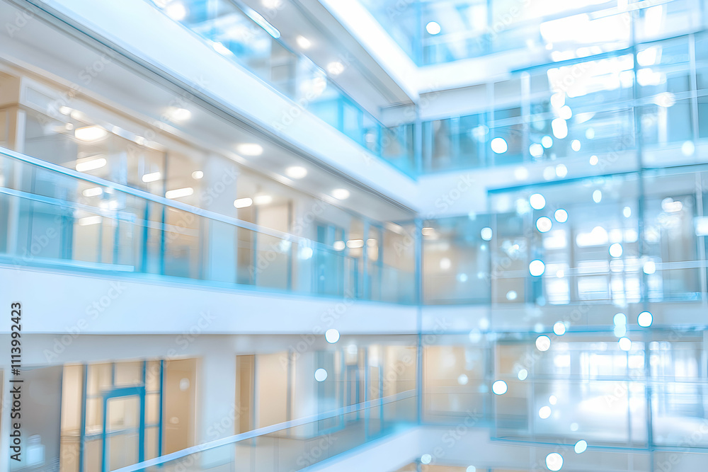 Abstract blurred image of a modern office building's bright atrium, showcasing glass walls, railings, and natural light. Ideal for corporate, business, and architectural design projects. Abstract blurred image of a modern office building's bright atrium, showcasing glass walls, railings, and natural light. Ideal for corporate, business, and architectural design projects.