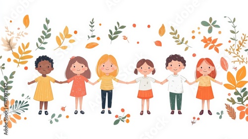 Illustration of Children Holding Hands in Unity and Comfort