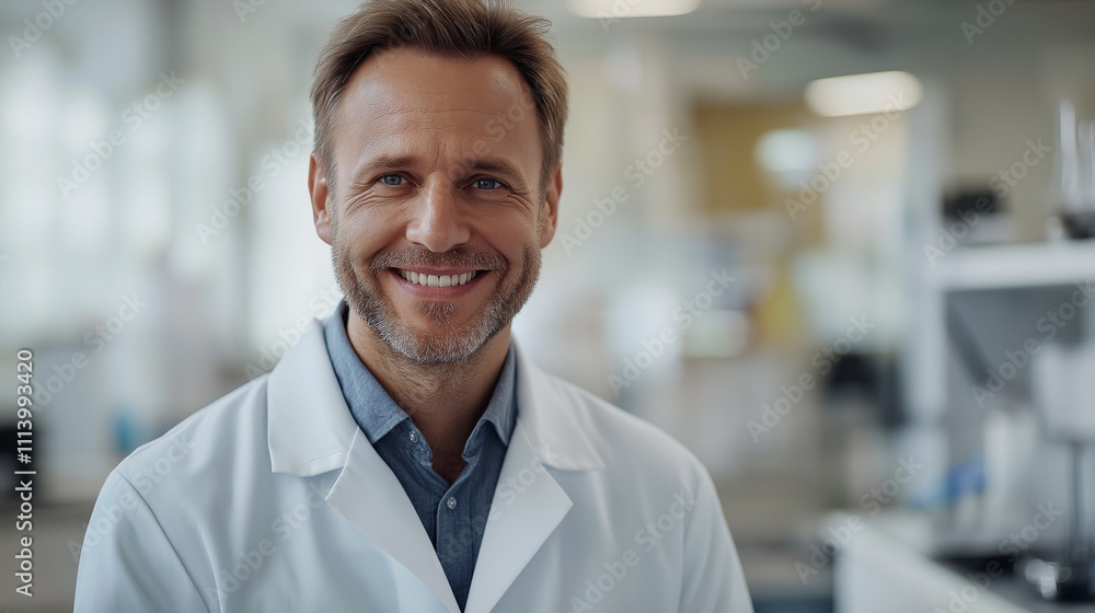 Obraz premium smiling man in a white lab coat