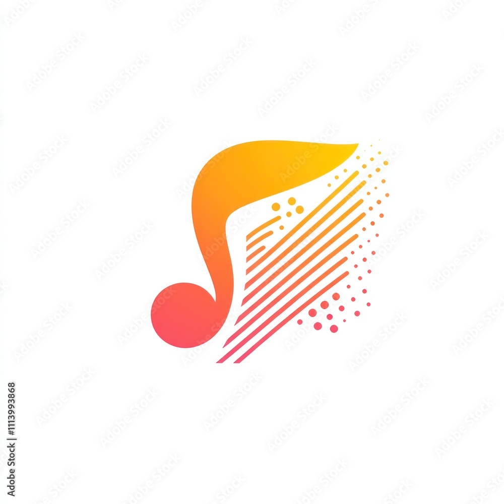 Abstract music note design with vibrant gradient and dynamic lines. Abstract music note design with vibrant gradient and dynamic lines.